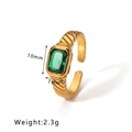 Retro 18k gold plated stainless steel open ring featuring a rectangular emerald gemstone - US 6 / Gold Green Gemstone Style (HF-J1422-Gold)
