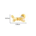 Golden gun-shaped cartilage stud earring with cubic zirconia and screw-back ball closure - 4# Gold (Pistol Style)