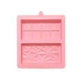 Pink silicone chocolate mold with two designs including small squares and geometric diamond bars - Rice Pink