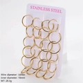 Golden 18K plated stainless steel hoop earrings set, 1.6mm wire and 18mm inner diameter - 18mm / Gold