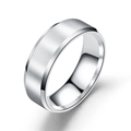 Minimalist 8mm silver stainless steel ring with a brushed finish and polished beveled edges - US 5 / Silver