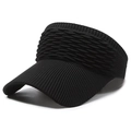 Women's black knitted sun visor for sports with breathable open-top design - Black