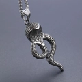 Collier avec pendentif cobra en argent vintage en acier inoxydable avec écailles de serpent - Pendentif Cobra (Sans Chaîne) (B0425)