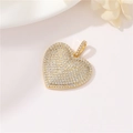 Elegant 14k gold-plated heart pendant necklace with cubic zirconia inlay for women - Gold/White Zirconia