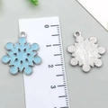 Light blue enamel snowflake charm in silver finish for DIY jewelry making 2.6cm - Lake Blue Snowflake 18x21mm