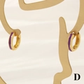 Detail of 18K gold-plated hoops with purple enamel inlay on elegant jewelry stand - 3*12mm / Purple