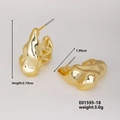 Irregular textured hoop earrings in gold finish with size and weight measurements - Gold Irregular Wavy Ear Buckle (E01595-18)