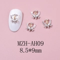 Detail view of heart crown nail charm with champagne marquise stone, size 8.5x9mm - Silver Base Champagne Rhinestone (AH09)