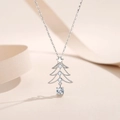 Collier sapin de Noël en argent sterling S925 avec zircons cubiques en finition argentée - Sapin de Noël (A3942-Zircon Blanc Couleur Or Blanc) / Argent 925
