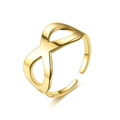 Macro shot of gold infinity shaped open ring with polished metallic finish on white background - Adjustable Open / Large Infinity Symbol (切割戒-5)