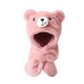 Set sciarpa con cappuccio e guanti a orsetto rosa per bambini in morbido pile spesso - Orso per bambini / Rosa