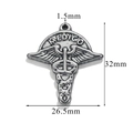 Vintage stainless steel medical caduceus pendant necklace with MEDICO engraving - Style Z2305S44/Caduceus
