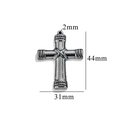 Silver retro cross pendant in stainless steel with 44mm height and 31mm width size labels - Style 9