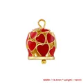 Colgante campana hueca corazón esmalte rojo dorado para creación de joyería artesanal - Pequeño (10.5mm x 16mm) / Rojo