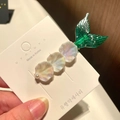 Cute mermaid tail hair clip with pearlescent shells and green sequins for girls - 10# Mermaid - Green
