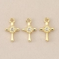 Colgantes de cruz barroca bañados en oro de 18K con gemas claras sobre fondo de tela - Rosa de Cuadrícula Negra / 1.2*0.7cm / Dorado