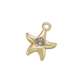 Macro shot of gold starfish pendant with a center micro-set zircon and sparkling finish - Golden Starfish