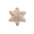 Macro detail of sparkling snowflake brooch with gold plating and clear rhinestone crystals - Gold with Full Zirconia