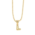 18K gold plated bead chain necklace featuring a polished minimalist letter L pendant - L