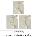 Dreierpack cremeweiße Baumwoll-Wadenstrümpfe mit Rippbündchen im sauberen Layout - 3 Paare - Milchweiß