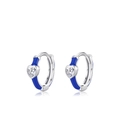 Creolen aus S925 Sterlingsilber mit blauer Emaille und herzförmigem Zirkonia-Anhänger - Klein-Blau