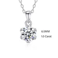 Collier classique en argent 925 avec pendentif moissanite ronde de 1,0 carat 6,5mm - Collier Rond à Six Griffes - Zircone (FDDZ-091) / 6.5MM / Un Carat
