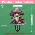 Flat 2D acrylic mushroom house garden stake plant decoration with dimensions info - No.2 (0.2cm Thickness)
