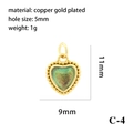 18K gold plated copper heart pendant with iridescent green crystal stone C-4 - Gold Milgrain Heart Pendant C-4