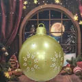 Golden inflatable Christmas ball with white snowflakes and LED light for yard decoration - Gold Colored Leaves