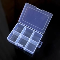 8-compartment clear plastic organizer box with blue latch and hinged lid - 6 Large Removable Compartments (16.5*12.5*6cm)
