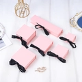 Pink jewelry gift boxes with black ribbons in various sizes for watches and necklaces - Pink (with Inner Support) / 5*5*3.5CM