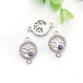 Silver tree of life connector charms with blue evil eye beads and rhinestones - Silver Tree of Life Connector