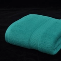 Absorbent tiffany blue pure cotton bath towel with textured diamond weave border - Azure
