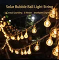 Solar powered crystal bubble ball string lights with warm glow and 8 lighting modes - 6.5m 30LED 8-Mode Solar - 1.8cm Warm White Bubble Ball