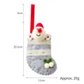 Calza di Natale in feltro di lana a righe grigie con Babbo Natale e dimensioni - Grigio / 20g