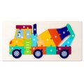 Puzzle educativo in legno per bambini con un camion betoniera colorato e numeri progressivi - Betoniera