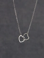 Collana in argento con due cuori intrecciati e una raffinata catena in acciaio lucido - Color Acciaio