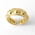 Detail of gold-plated adjustable ring featuring a unique 3D bubble textured surface - Bubble Dotted Style (B)