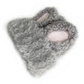 Plush grey bunny slippers for women featuring a soft pink lining and fuzzy faux fur - Gray