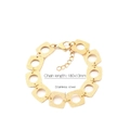 Macro detail of hollow square link 18K gold plated bracelet in matte stainless steel finish - Frosted Texture Square Hollow Style (KB210106-Z)