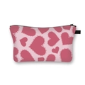Pink heart-patterned makeup bag with white dashed outlines and black zipper closure - 1-Pink Dotted Heart