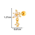 Goldener Blumen-Ohrstecker mit Zirkonia, Maße 1,27 cm Höhe und 0,67 cm Breite - Blumen-Stil(2605-2#) / Gold
