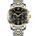 Men's two-tone steel watch with black chronograph dial and calendar display - Two-tone Steel Band Black Dial