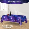Starry galaxy themed disposable PE tablecloth for space parties, size 82x51 inches - Purple Starry Sky Tablecloth