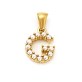 Pendentif lettre G doré avec perles blanches sur fond blanc pour design de bijoux - Lettre G (SP149G-G)