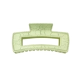 Light green square marble pattern claw clip with a modern hollow rectangular design - 10.5cm Green Crackle