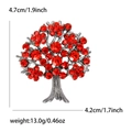 Exquisite tree of life alloy brooch with red rhinestones and vintage silver finish - Red