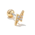 18k gold-plated lightning bolt screw-back earring featuring sparkling white zircon stones - Lightning Style (EGD0412)