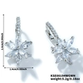 Silberne Lotusblüten-Ohrringe mit weißem Zirkonia, Größe 2,4 cm x 1,4 cm, 5,2g Gewicht - Weißgold Mit Weißem Zirkonia
