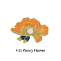 Exquisite peony flower brooch with yellow enamel gradient and crystal accents - Gradient Orange Peony